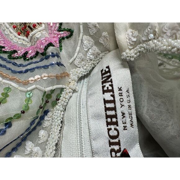 VTG Richilene Neiman Marcus Beaded Multicolor Ball‎ Gown Size 0-3 - Picture 11 of 16
